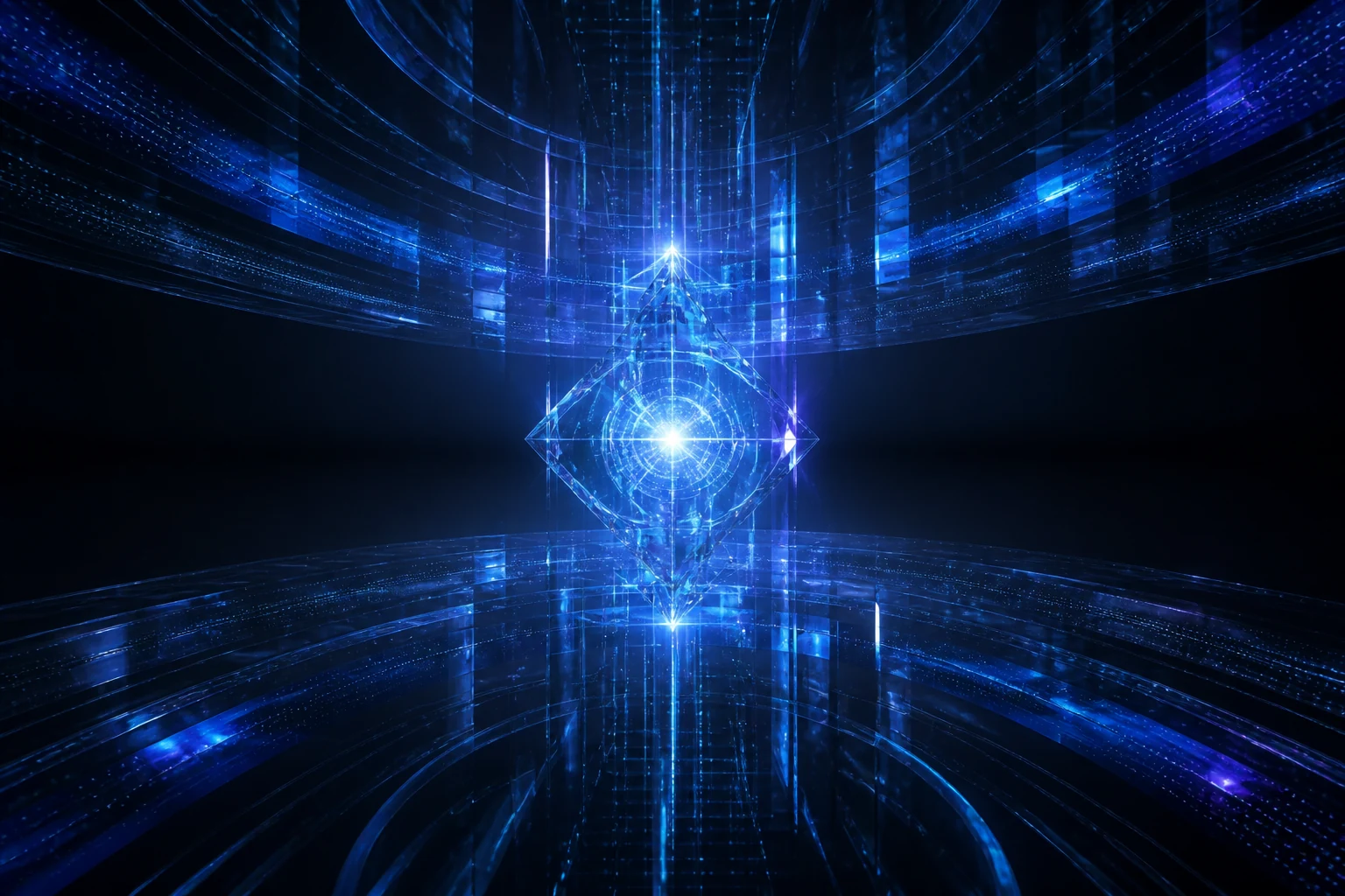 Luminous artificial intelligence core artwork
